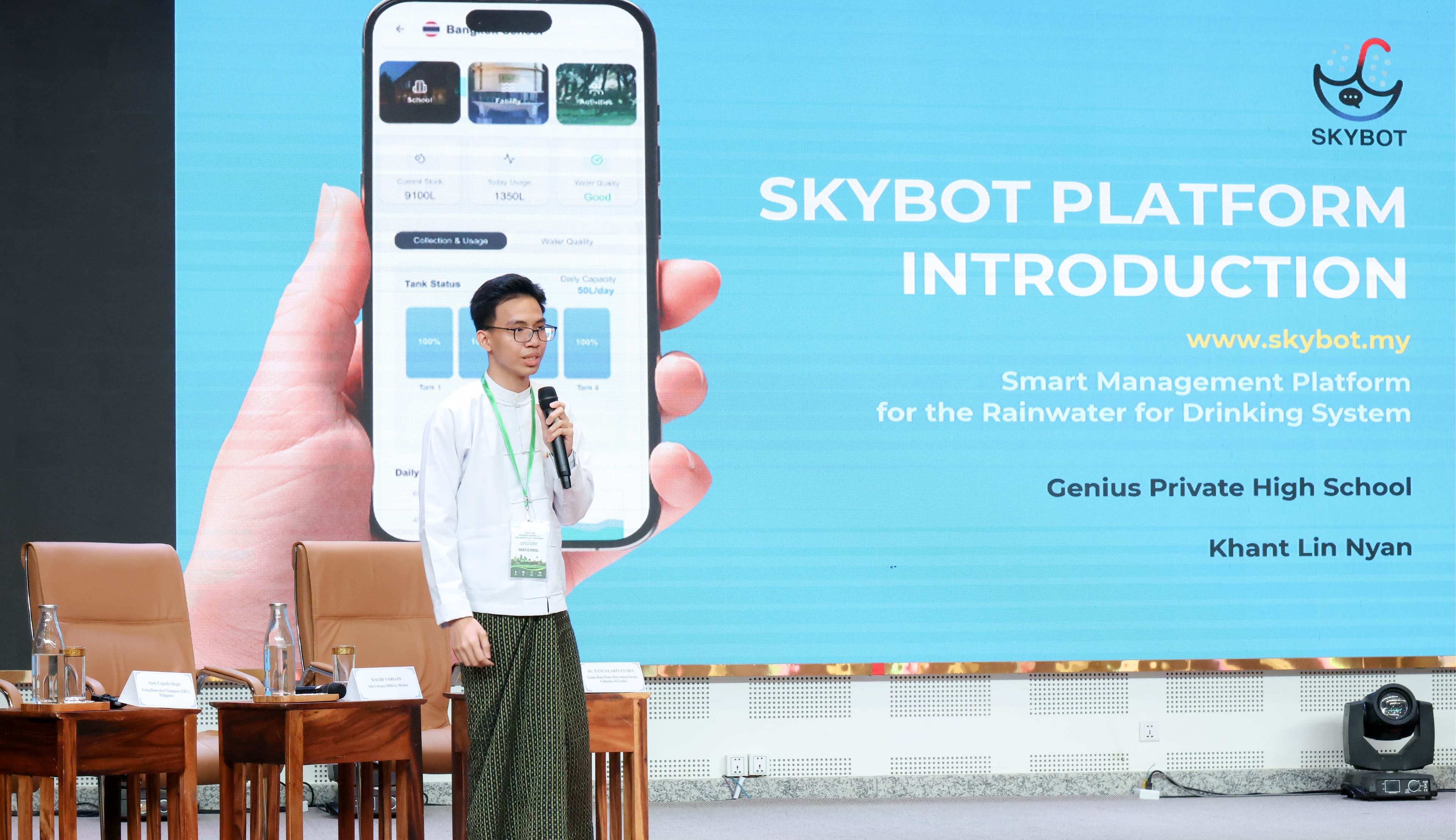 SKYBOT in action — students monitoring rainwater
